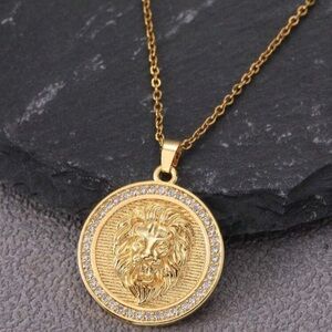 Gold Lion Pendant Necklace